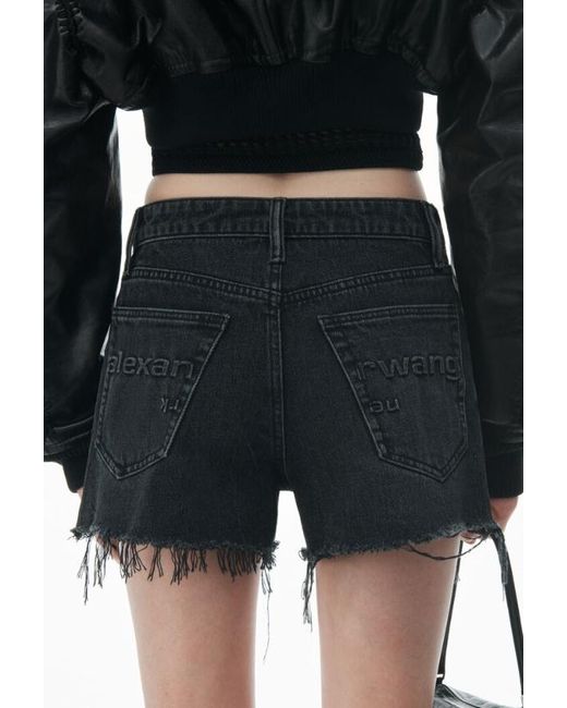 Alexander Wang Black Frayed Edge Denim Shorts