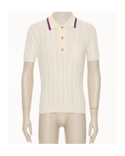 Valentino White Button Detailed Short-Sleeved Polo Shirt for men