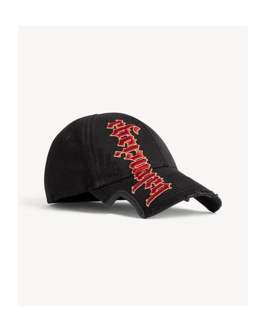 Balenciaga Black Distressed Gothic Placement No Closure Cap for men