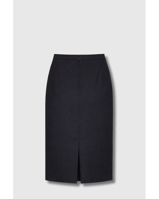 Max Mara Blue Jupe Motre Laine Stretch Noir