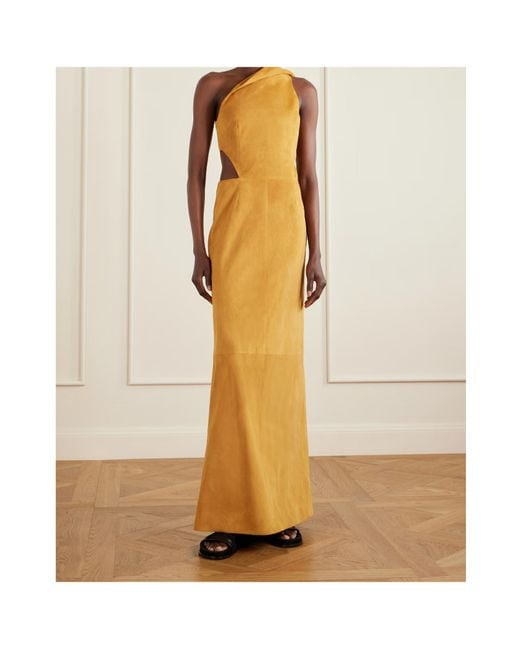 Gabriela Hearst Metallic Kallen Hooded Suede Maxi Dress