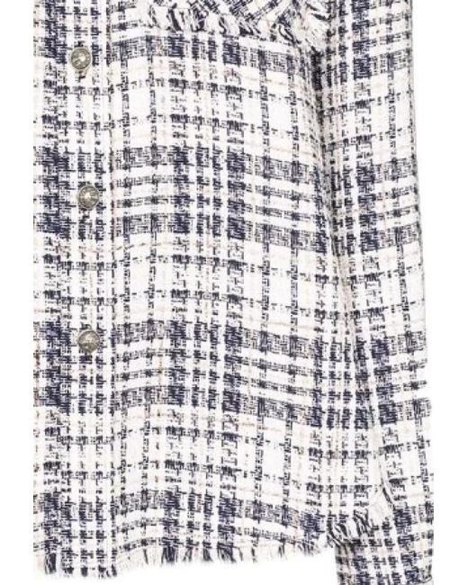Faith Connexion White Shirt With Frayed Edges And Checked Outside