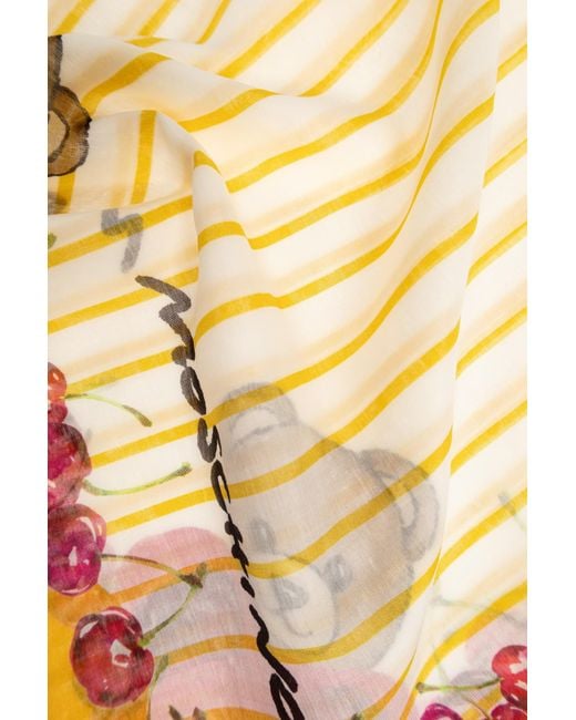 Moschino Orange Bear Printed Scarf for men