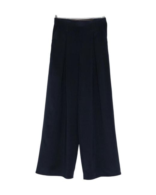 Max Mara Blue Pleated Front Casual Pants