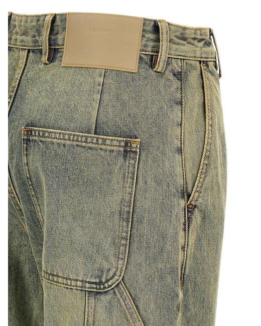 Entire studios Green Denim Trousers With Belt Loops
