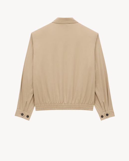 Saint Laurent Natural Zip-Up Long-Sleeved Jacket