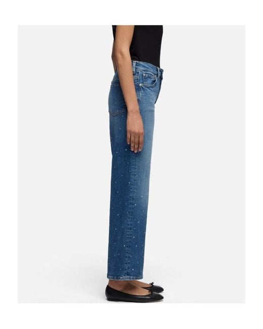 7 For All Mankind Blue Stovepipe Embellished Straight-Leg Jeans