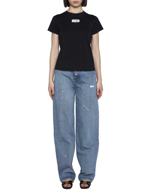 MM6 by Maison Margiela Black Logo Patch Crewneck T-Shirt