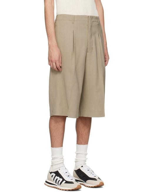 AMI Gray Ami Front Pleated Bermuda Shorts for men