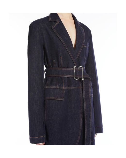 Sportmax Blue Domino Button-Up Denim Jacket