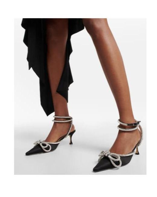 Mach & Mach Metallic Double Bow 65 Embellished Satin Pumps