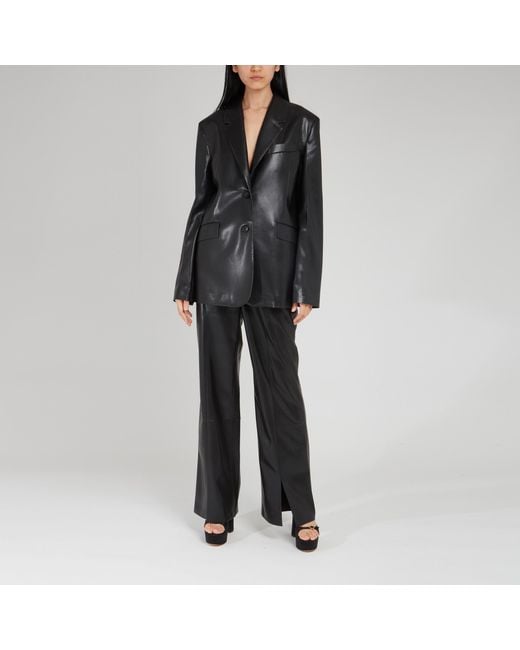 Nanushka Black Single-Breasted Long-Sleeved Jacket