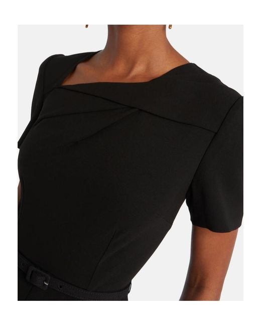 Roland Mouret Black Belted Crêpe Midi Dress