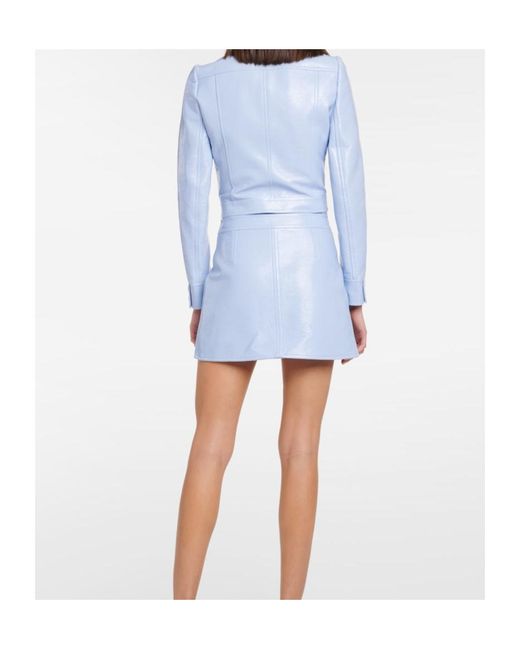 Courreges Blue Reedition Cropped Vinyl Jacket