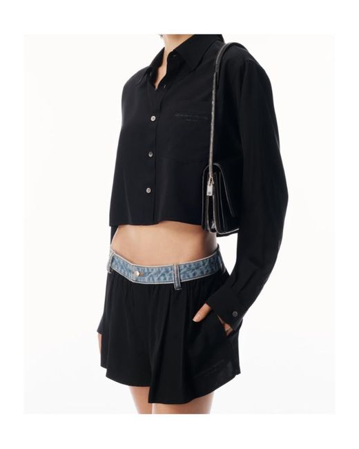 Alexander Wang Blue Cropped Button-Down Shirt