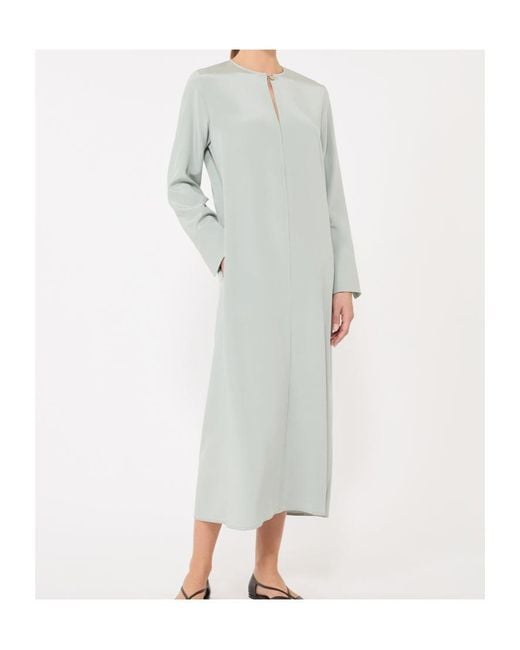 Max Mara Gray Stretch Silk Crepe De Chine Kaftan
