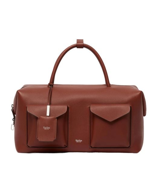 Max Mara Brown Holdallcargo Large Boston Bag