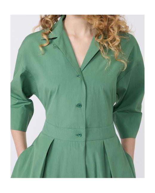 Weekend by Maxmara Green Button-Down Shirt Dress