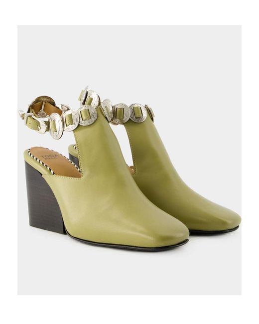 Toga Green Embellished Slingback Boots