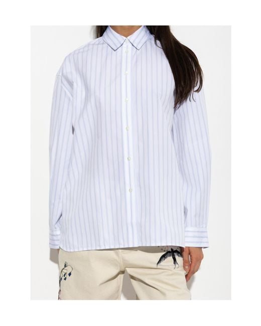 Maison Kitsuné White Maison Kitsuné Striped Relaxed Shirt