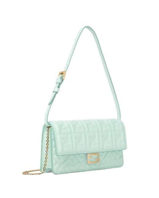 Fendi Green Baguette Ff Embossed Chained Wallet