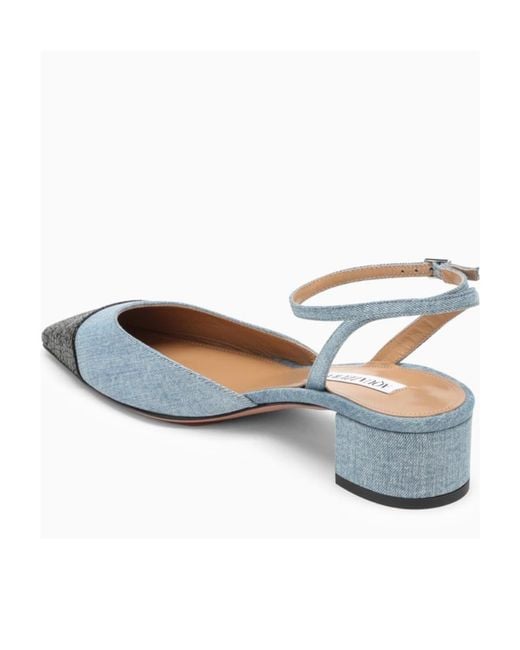 Aquazzura Blue Two-Toned Square Toe Pumps