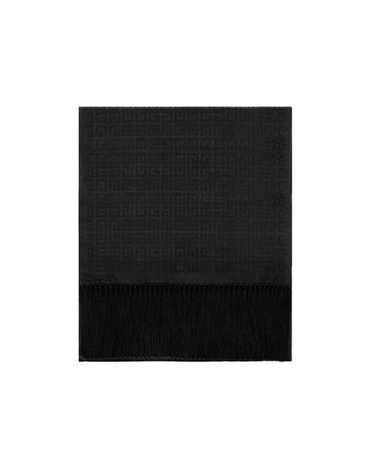 Givenchy Black 4G Fringed Silk-Wool Scarf for men