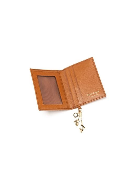 Ferragamo Brown Logo Double Fold Wallet