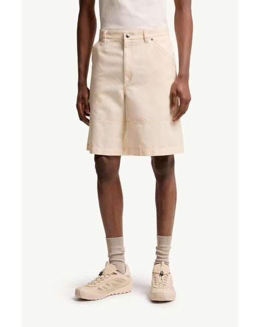 Moncler Natural Linen Cotton Gabardine Cargo Shorts for men