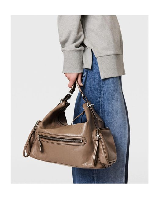 Stella McCartney Brown Dartmoor Cracked Patent Shoulder Bag