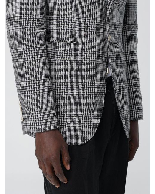Brunello Cucinelli Gray Checked Single-Breasted Jacket for men
