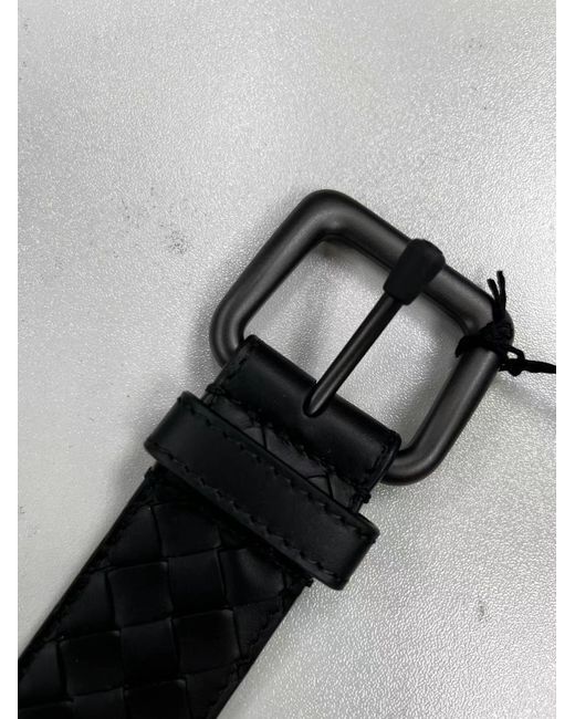 Bottega Veneta Gray Intrecciato Buckle Belt for men