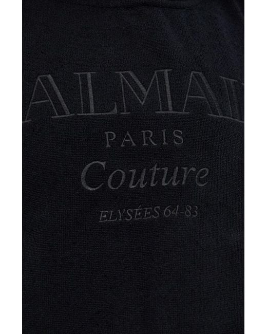Balmain Black Logo Embroidered Poncho