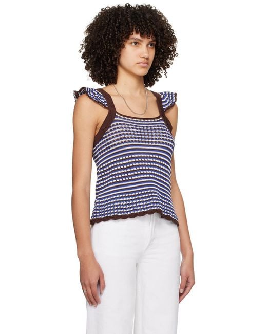 A.P.C. Blue Striped Crochet Top