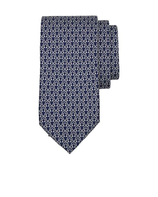 Ferragamo Blue Gancini Detail Tie for men