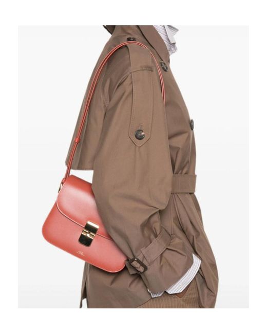 A.P.C. Red Grace Leather Shoulder Bag