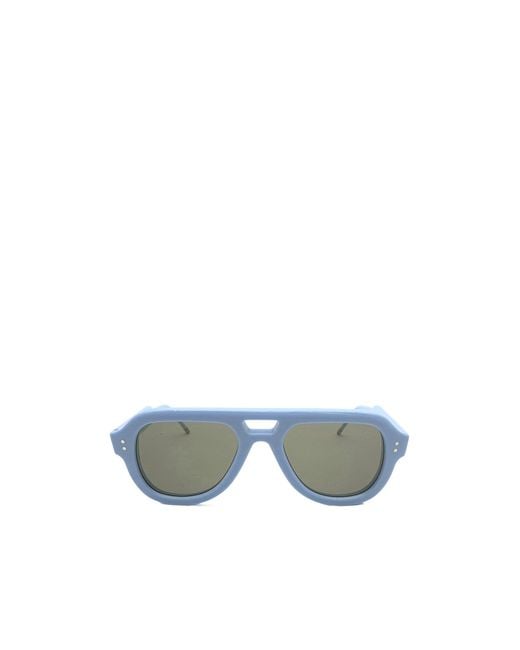Thom Browne Blue Eyewear Pilot Frame Sunglasses for men