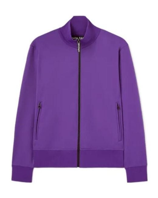 Palm Angels Purple Curved Logo Printed Track Jacket for men