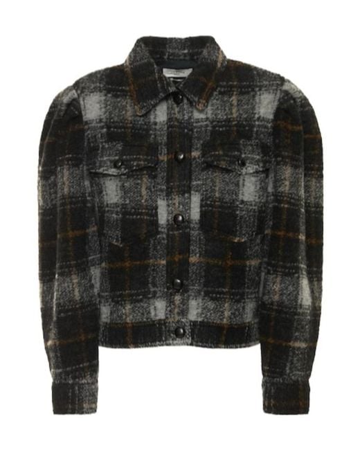 Isabel Marant Black Plaid Wool-Blend Casual Jacket