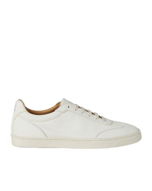 Brunello Cucinelli White Logo Printed Panelled Low-Top Sneakers for men