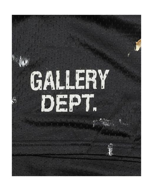 GALLERY DEPT. Black Logo Printed Imitating Old Effect Shorts for men