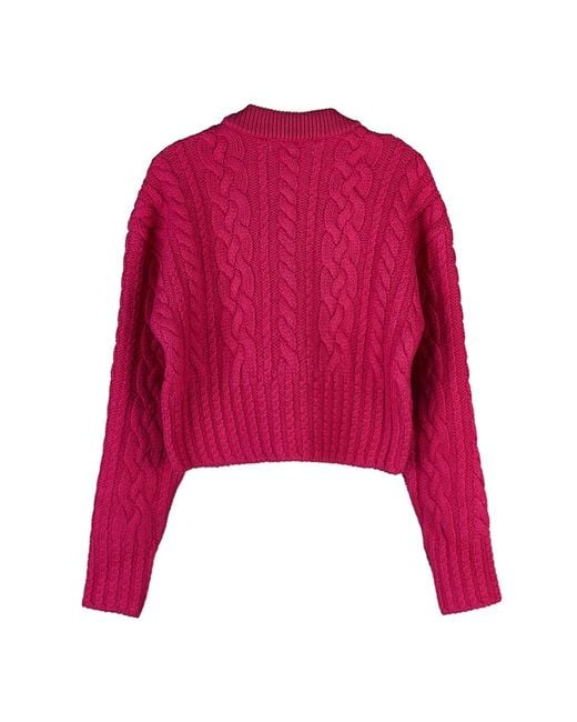 AMI Red Cable-Knit Virgin Wool Jumper