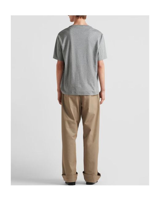 Prada Gray Cotton T-Shirt for men