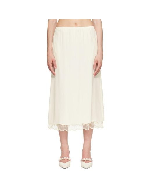 Simone Rocha White Lace-Trim Midi Skirt
