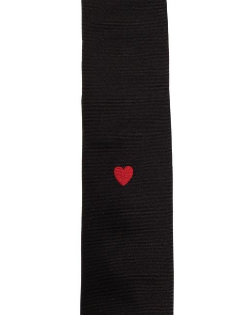 Moschino Black Logo Embroidered Pointed Tip Tie for men
