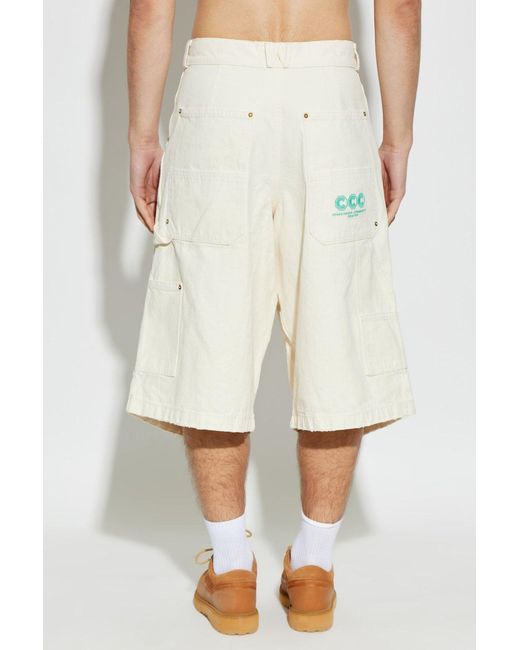 Willy Chavarria White Stockton Logo Cargo Shorts for men