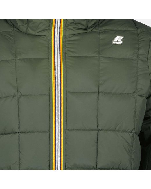 K-Way Yellow Logo-Patch Hooded Padded Jacket for men