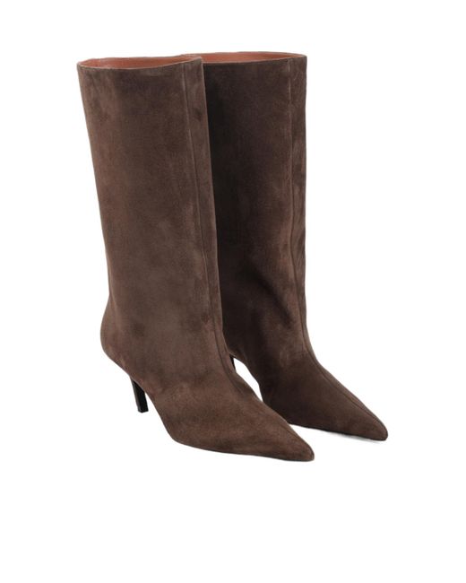 AMINA MUADDI Brown Pointed-Toe Ankle Boots