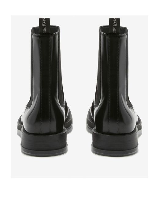 McQueen Black Round-Toe Ankle Boots for men