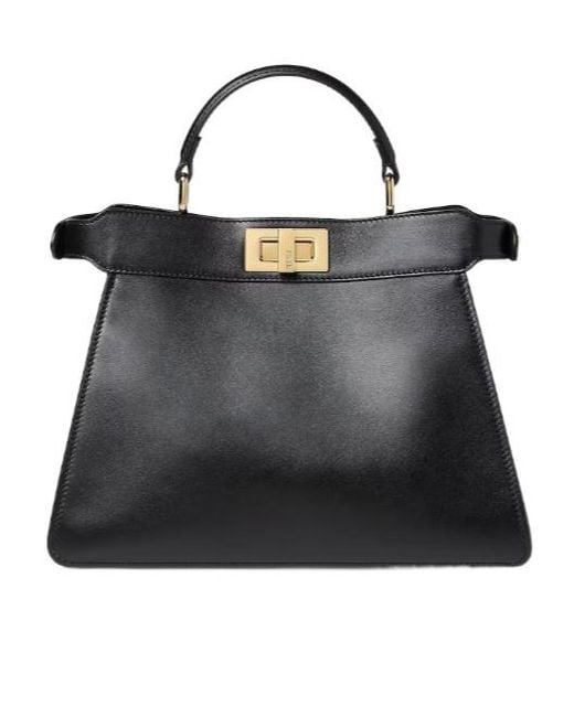 Fendi Black Peekaboo Iseeu Small Leather Bag Embroidered With Mirrors